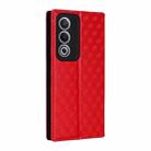 For OPPO A3 Pro 5G Global Cubic Grid Texture Flip Leather Phone Case(Red) - 3