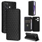 For OPPO A3X 5G Global/ 4G / A3 4G / 5G Cubic Grid Texture Flip Leather Phone Case(Black) - 1