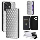 For OPPO A3X 5G Global/ 4G / A3 4G / 5G Cubic Grid Texture Flip Leather Phone Case(Silver) - 1