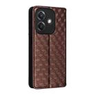 For OPPO A3X 5G Global/ 4G / A3 4G / 5G Cubic Grid Texture Flip Leather Phone Case(Brown) - 3
