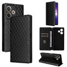 For OPPO A5 Pro 5G Global Cubic Grid Texture Flip Leather Phone Case(Black) - 1