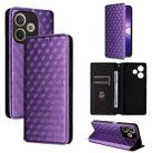 For OPPO A5 Pro 5G Global Cubic Grid Texture Flip Leather Phone Case(Purple) - 1