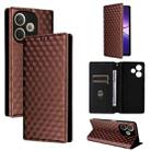 For OPPO A5 Pro 5G Global Cubic Grid Texture Flip Leather Phone Case(Brown) - 1