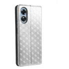 For OPPO A17k / A17 Cubic Grid Texture Flip Leather Phone Case(Silver) - 3