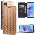 For OPPO A17k / A17 Cubic Grid Texture Flip Leather Phone Case(Brown) - 1