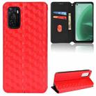 For OPPO A55s 5G Cubic Grid Texture Flip Leather Phone Case(Red) - 1