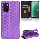 For OPPO A55s 5G Cubic Grid Texture Flip Leather Phone Case(Purple) - 1