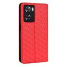 For OPPO A57 4G 2022 / 5G TW Cubic Grid Texture Flip Leather Phone Case(Red) - 3