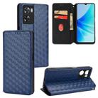 For OPPO A57 4G 2022 / 5G TW Cubic Grid Texture Flip Leather Phone Case(Blue) - 1