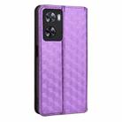 For OPPO A57 4G 2022 / 5G TW Cubic Grid Texture Flip Leather Phone Case(Purple) - 3