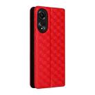 For OPPO A58 4G Cubic Grid Texture Flip Leather Phone Case(Red) - 3
