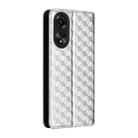 For OPPO A58 4G Cubic Grid Texture Flip Leather Phone Case(Silver) - 3