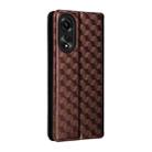 For OPPO A58 4G Cubic Grid Texture Flip Leather Phone Case(Brown) - 3