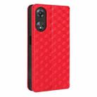 For OPPO A58 5G / A58x / A78 5G Cubic Grid Texture Flip Leather Phone Case(Red) - 3