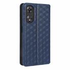 For OPPO A58 5G / A58x / A78 5G Cubic Grid Texture Flip Leather Phone Case(Blue) - 3