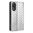 For OPPO A58 5G / A58x / A78 5G Cubic Grid Texture Flip Leather Phone Case(Silver) - 3