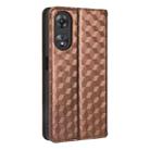 For OPPO A58 5G / A58x / A78 5G Cubic Grid Texture Flip Leather Phone Case(Brown) - 3