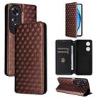 For OPPO A60 4G Cubic Grid Texture Flip Leather Phone Case(Brown) - 1