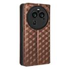 For OPPO Find X6 Pro Cubic Grid Texture Flip Leather Phone Case(Brown) - 3
