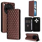 For OPPO Find X8 5G Cubic Grid Texture Flip Leather Phone Case(Brown) - 1