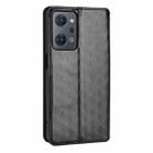 For OPPO Reno7 A Cubic Grid Texture Flip Leather Phone Case(Black) - 3