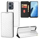 For OPPO Reno9 A Cubic Grid Texture Flip Leather Phone Case(Silver) - 1