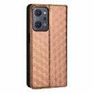 For OPPO Reno9 A Cubic Grid Texture Flip Leather Phone Case(Brown) - 3