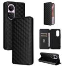 For OPPO Reno10 5G Global Cubic Grid Texture Flip Leather Phone Case(Black) - 1