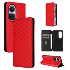 For OPPO Reno10 5G Global Cubic Grid Texture Flip Leather Phone Case(Red) - 1