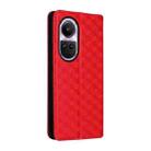 For OPPO Reno10 5G Global Cubic Grid Texture Flip Leather Phone Case(Red) - 3
