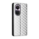 For OPPO Reno10 5G Global Cubic Grid Texture Flip Leather Phone Case(Silver) - 3