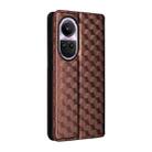 For OPPO Reno10 5G Global Cubic Grid Texture Flip Leather Phone Case(Brown) - 3