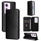 For OPPO Reno11 A JP / PJH110 Cubic Grid Texture Flip Leather Phone Case(Black) - 1