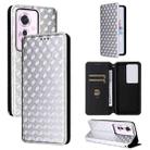 For OPPO Reno11 A JP / PJH110 Cubic Grid Texture Flip Leather Phone Case(Silver) - 1
