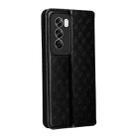 For OPPO Reno12 5G Global Cubic Grid Texture Flip Leather Phone Case(Black) - 3