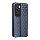 For OPPO Reno12 5G Global Cubic Grid Texture Flip Leather Phone Case(Blue) - 3