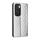 For OPPO Reno12 5G Global Cubic Grid Texture Flip Leather Phone Case(Silver) - 3