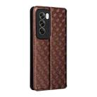 For OPPO Reno12 5G Global Cubic Grid Texture Flip Leather Phone Case(Brown) - 3