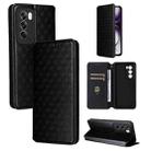 For OPPO Reno12 Pro 5G Global Cubic Grid Texture Flip Leather Phone Case(Black) - 1