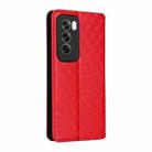 For OPPO Reno12 Pro 5G Global Cubic Grid Texture Flip Leather Phone Case(Red) - 3