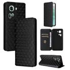 For OPPO Reno11 5G Global Cubic Grid Texture Flip Leather Phone Case(Black) - 1