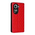 For OPPO Reno11 5G Global Cubic Grid Texture Flip Leather Phone Case(Red) - 3