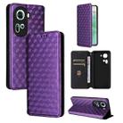 For OPPO Reno11 5G Global Cubic Grid Texture Flip Leather Phone Case(Purple) - 1