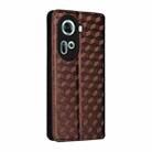 For OPPO Reno11 5G Global Cubic Grid Texture Flip Leather Phone Case(Brown) - 3