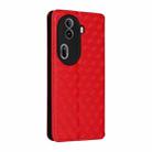 For OPPO Reno11 Pro 5G Global Cubic Grid Texture Flip Leather Phone Case(Red) - 3