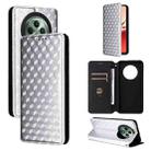 For OPPO Reno12 F 5G Cubic Grid Texture Flip Leather Phone Case(Silver) - 1