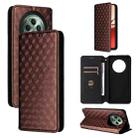 For OPPO Reno12 F 5G Cubic Grid Texture Flip Leather Phone Case(Brown) - 1