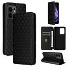 For OPPO Reno13 F 4G / 5G Cubic Grid Texture Flip Leather Phone Case(Black) - 1
