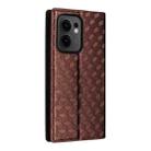 For OPPO Reno13 F 4G / 5G Cubic Grid Texture Flip Leather Phone Case(Brown) - 3