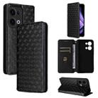For OPPO Reno13 5G Cubic Grid Texture Flip Leather Phone Case(Black) - 1